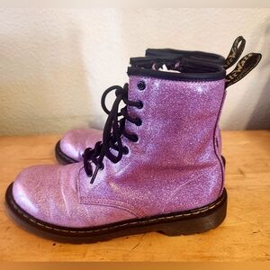Doc Marten's Pink Sparkle Combat Boots Girls/Junior Size 7 Lace Up